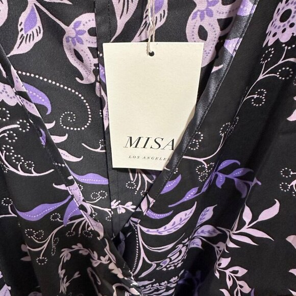 MISA Los‎ Angeles Size XS Sylvia Floral Wrap Midi Dress Indigo Vines MSRP $355 - Picture 12 of 14